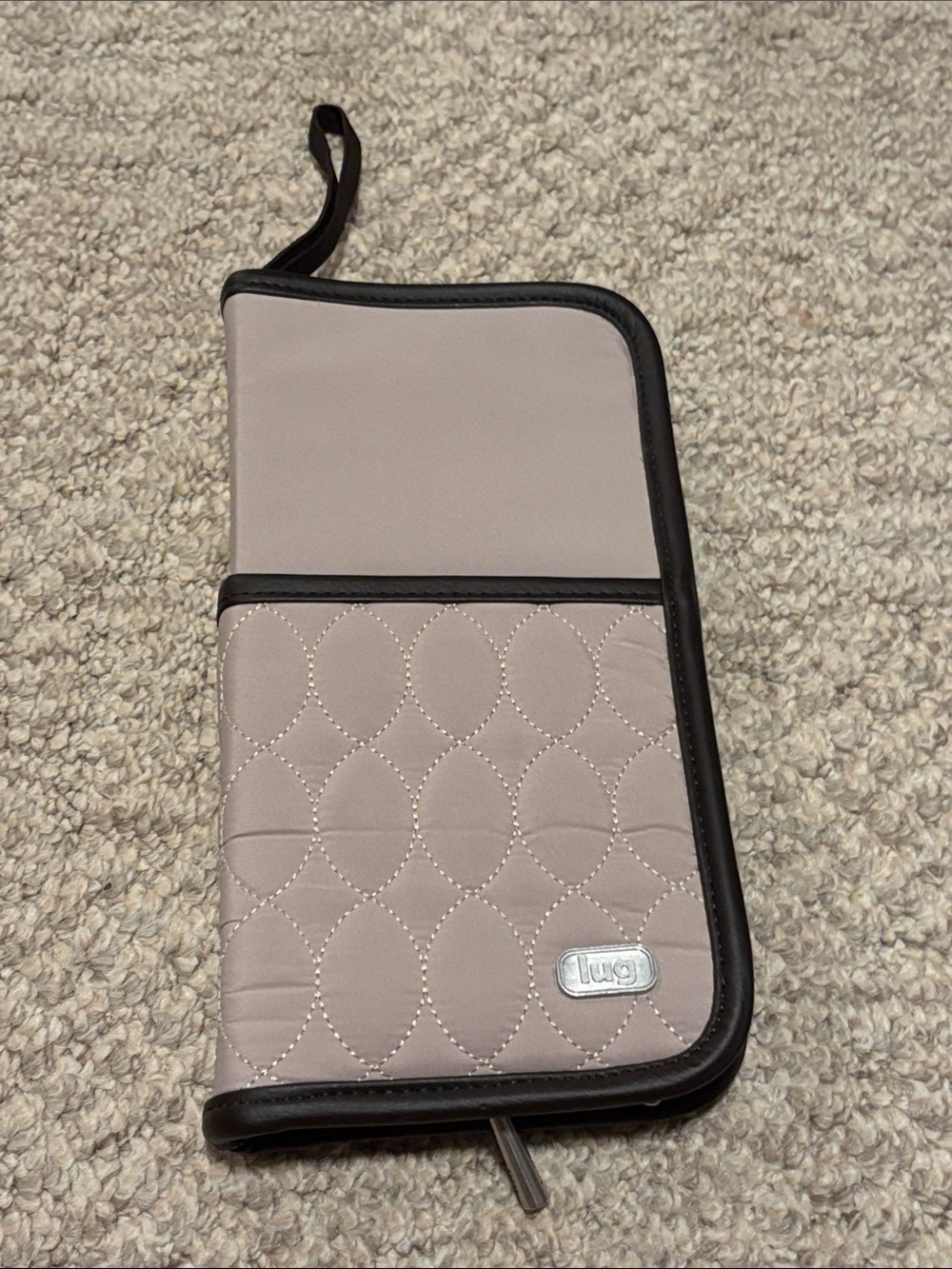 lug Quilted Organizer wallet/ Case in Tan with Black Trim